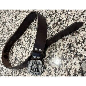 Men’s Belt & Vintage 1984 Bergamot Brass Works Dragon  Buckle L-149 USA Genuine